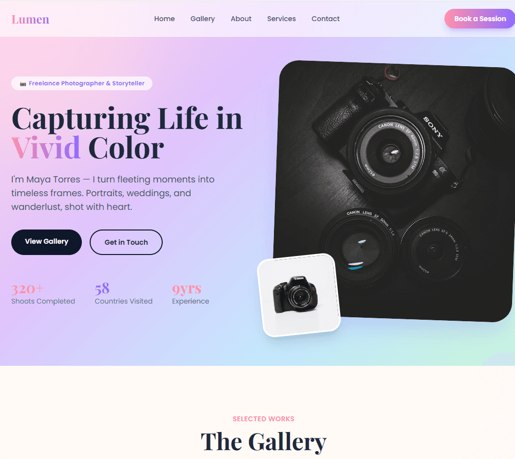 Lumen, a website built by Devs2Go — desktop view